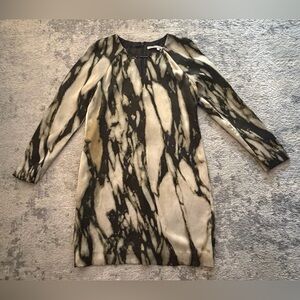 RACHEL Rachel Roy Black and Cream Abstract Dress